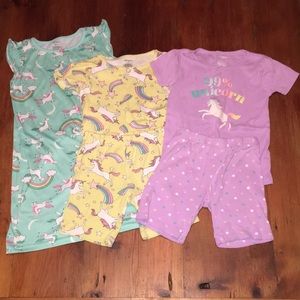 Carters girls size 6 7 unicorn pajamas bundle lot